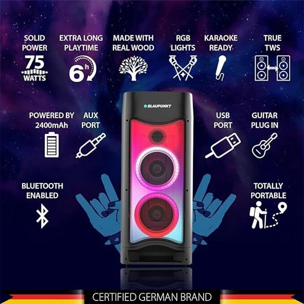 Blaupunkt Rock & ROLL PS75 Wireless Bluetooth Party Speaker