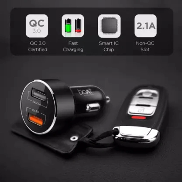 boAt 3A Qualcomm 3.0 Turbo Car Charger - Grey