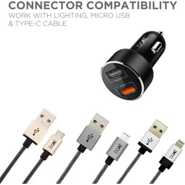 boAt 3A Qualcomm 3.0 Turbo Car Charger - Grey