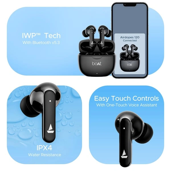 boAt Airdopes 120 Truly Wireless Earbuds - Black - Black