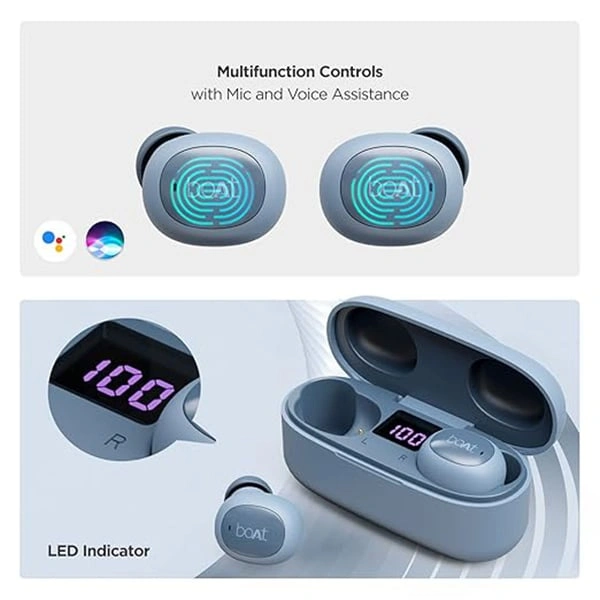 boAt Airdopes 121V2 Bluetooth Earbuds - Light Steel Blue - Light Steel Blue