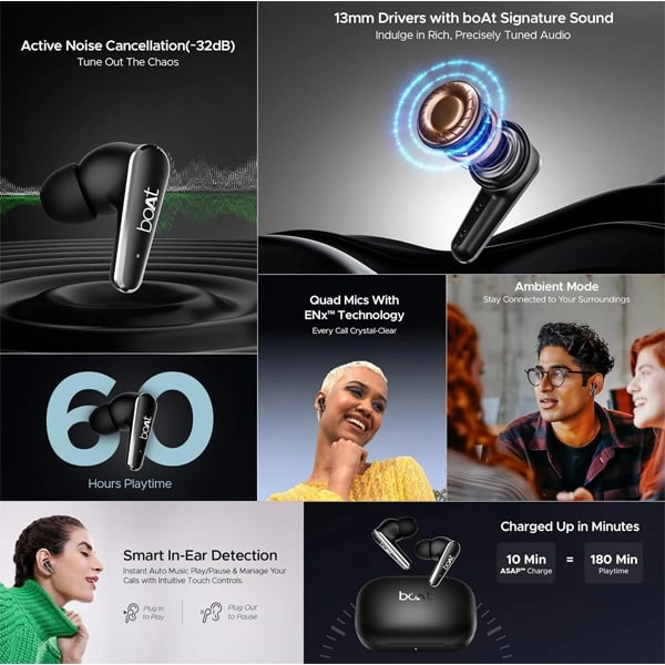 boAt Airdopes 280 ANC Truly Wireless Earbuds - Blue - Blue