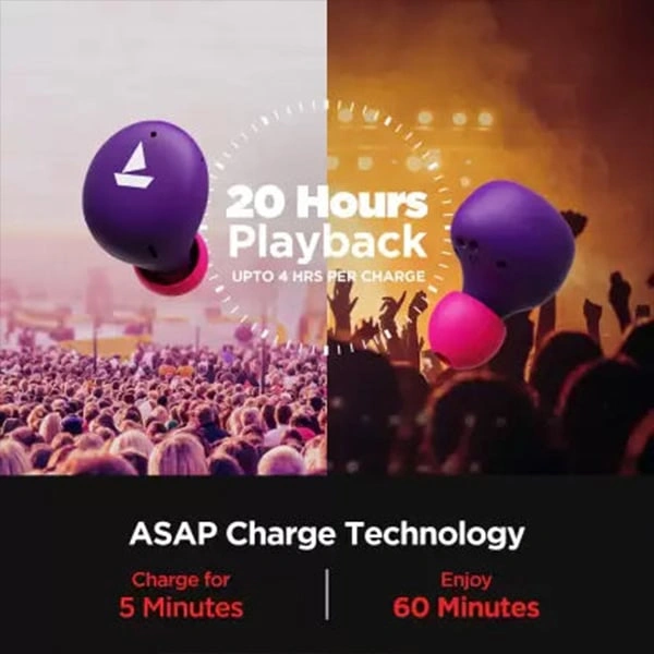 boAt Airdopes 383 Sunburn Edition True Wireless Earbuds - Techno Purple - Techno Purple