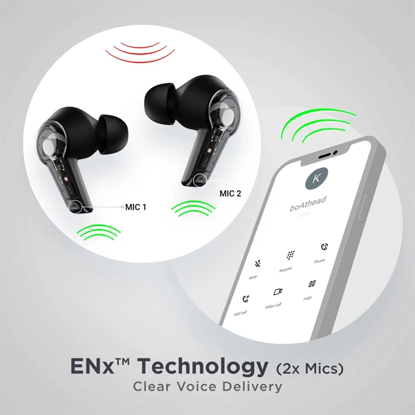 boAt Airdopes 413 ANC Wireless Earbuds with Noise Cancellation - Black - Black