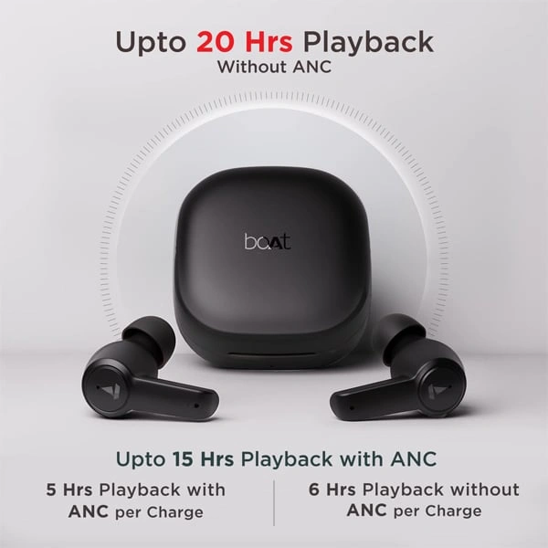 boAt Airdopes 413 ANC Wireless Earbuds with Noise Cancellation - Black - Black