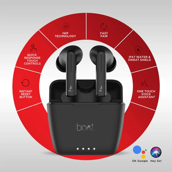 boAt Airdopes 601 ANC Bluetooth Earbuds - White - White