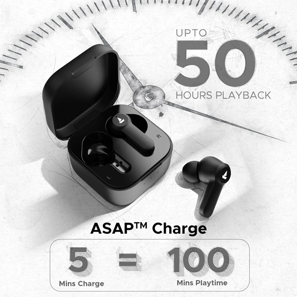 boAt Airdopes Fuel In Ear TWS Earbuds - Black - Black