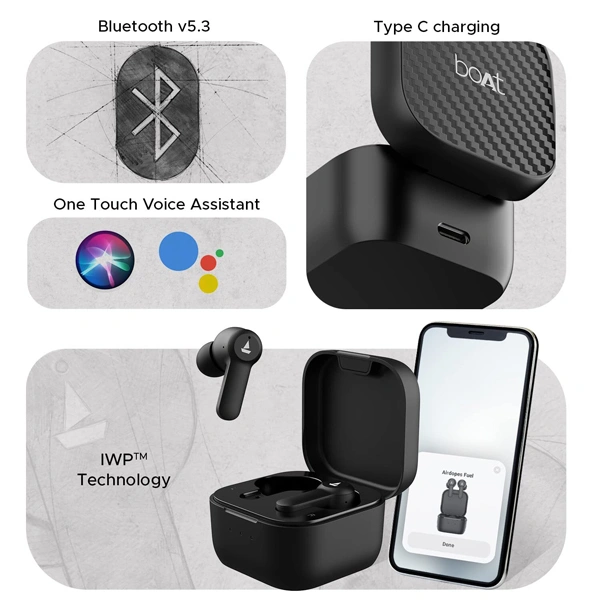 boAt Airdopes Fuel In Ear TWS Earbuds - Black - Black