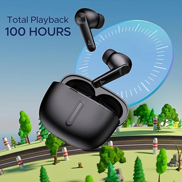 boAt Airdopes Max Wireless Earbuds with 100 Hours Playback - Carbon Black - Carbon Black