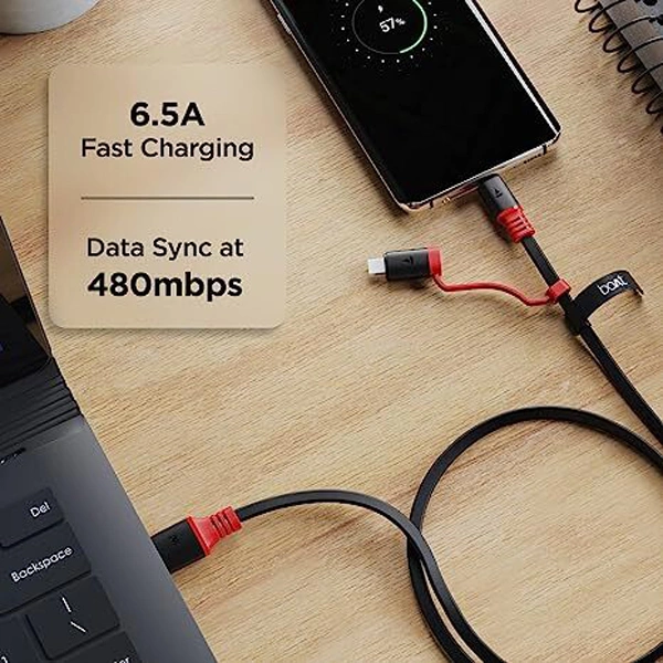 boAt Deuce USB 500 2-In-1 Charging Cable - Black - Black