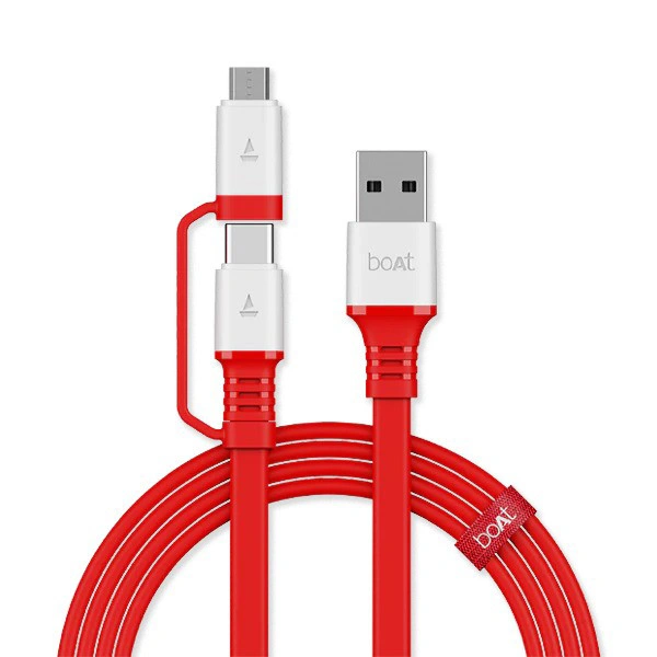boAt Deuce USB 500 2-In-1 Charging Cable - Red - Red