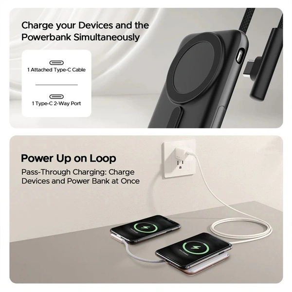 boAt EnergyShroom PB330 10K mAh Magnacharge Power Bank - Black - Black