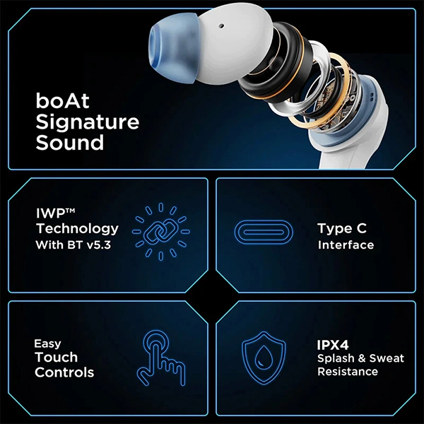 boAt Immortal 131 TWS Wireless Gaming Earbuds - White Sabre - White Sabre