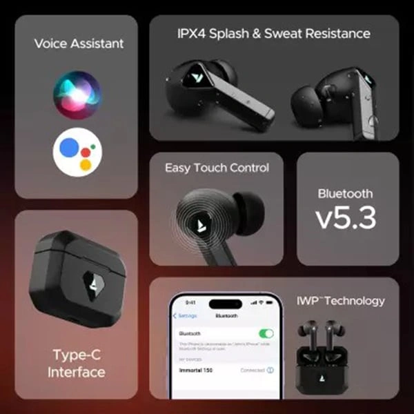 boAt Immortal 150 True Wireless Earbuds - White Sabre - White Sabre
