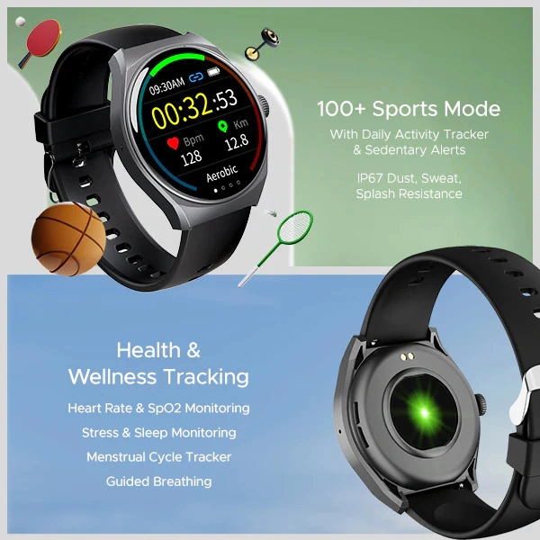 boAt Lunar Seek Premium Smartwatch with Bluetooth Calling - Dark Grey - Dark Grey