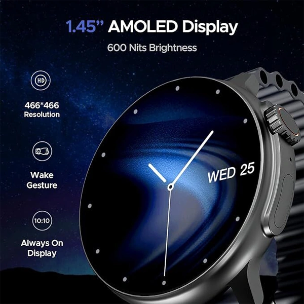 boAt Lunar Tigon Smart Watch with 1.45" AMOLED Display - Deep Blue - Deep Blue
