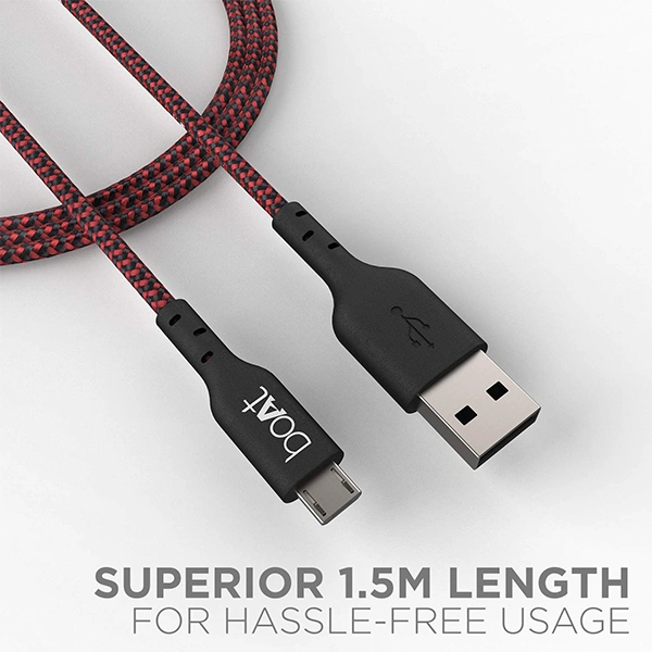 boAt Micro USB 150 1.5 Meter USB Cable - Jet Black - Jet Black