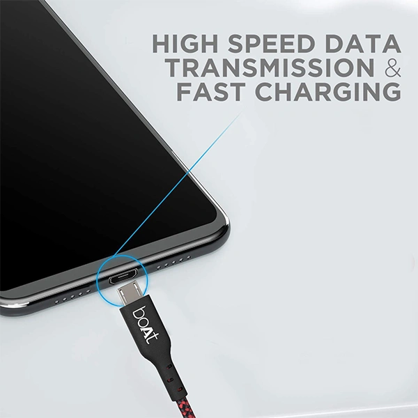 boAt Micro USB 150 1.5 Meter USB Cable - Jet Black - Jet Black