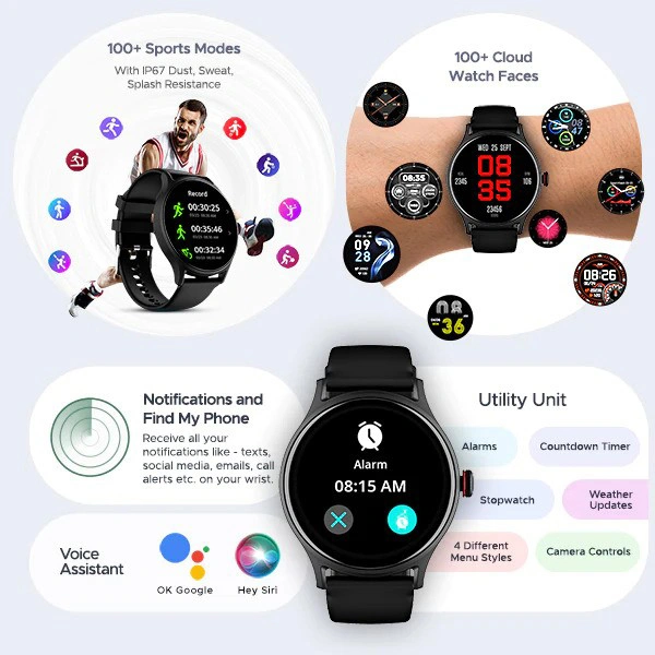 boAt Primia Celestial with 3.86 cm (1.52 Inch) HD Display Smartwatch - Cyan Blue - Cyan Blue