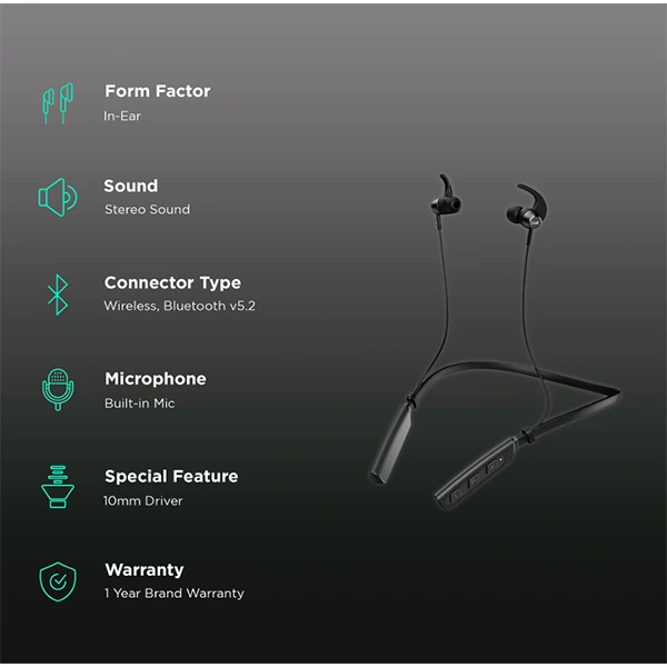 boAt Rockerz 238 Pro Neckband (IPX5 Water Resistant, Fast Charging, Active Black)