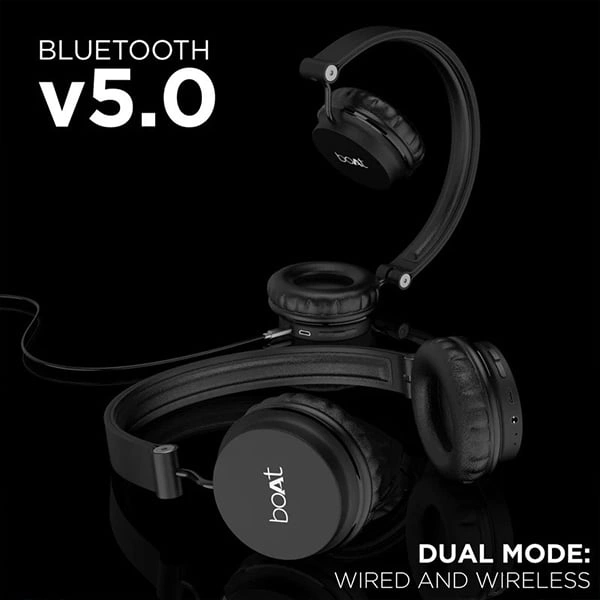 boAt Rockerz 400 Bluetooth Over Ear Headphone - Black - Black
