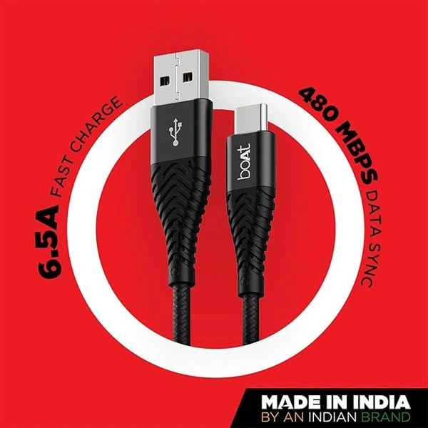 boAt Type C A700 Stress Resistant Sturdy Cable - Red - Red
