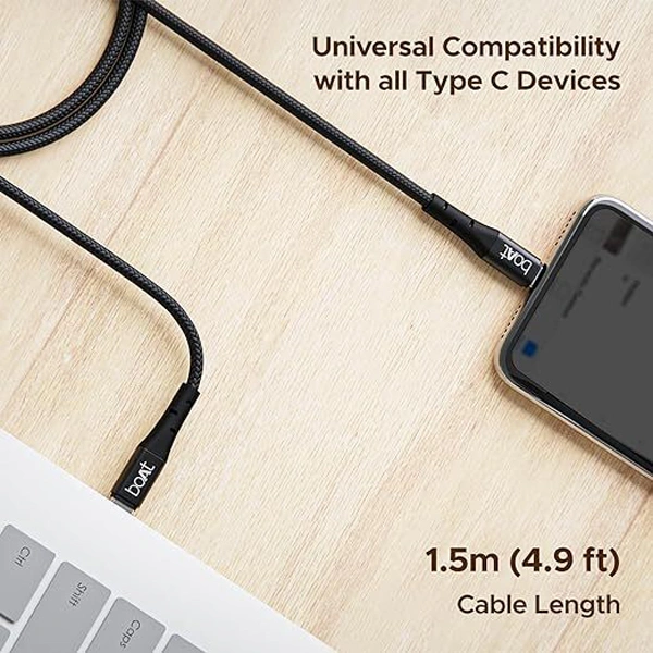 boAt Type-C C300 Tangle-Free Cable - White - White