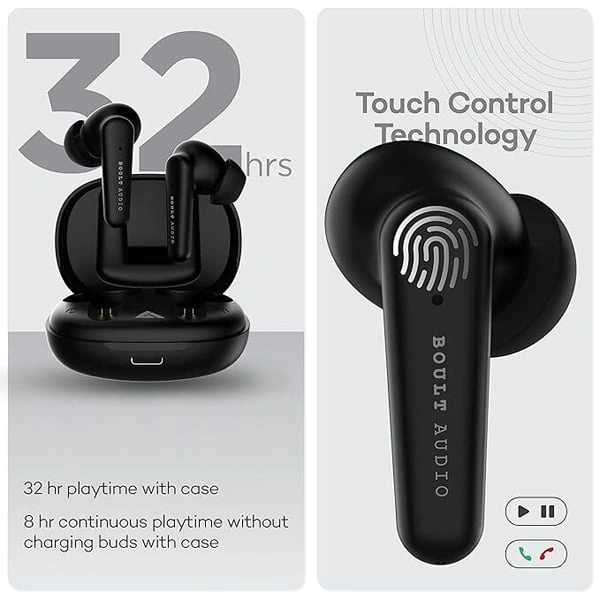 Boult Audio Airbass Fx1 Truly Wireless Earbuds - White - White