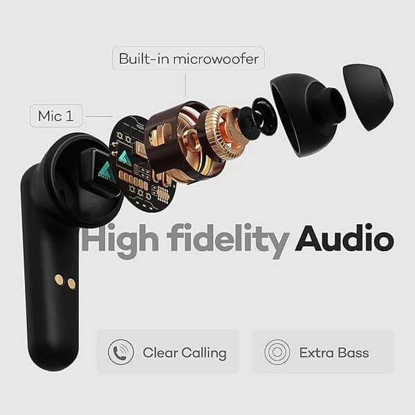 Boult Audio Airbass Fx1 Truly Wireless Earbuds - White - White