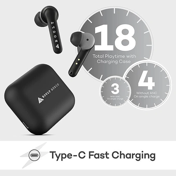Boult Audio AirBass Soulpods Wireless Earbuds - Black - Black