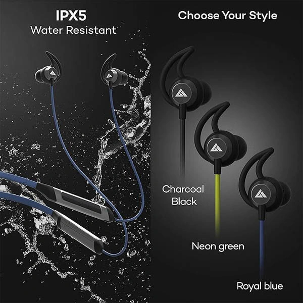 Boult Audio QCharge Neckband with HD calling Mic and 20H Battery Life - Blue - Blue