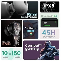 Boult Audio X10 True Wireless in Ear Earbuds With 45H Playtime - White - White