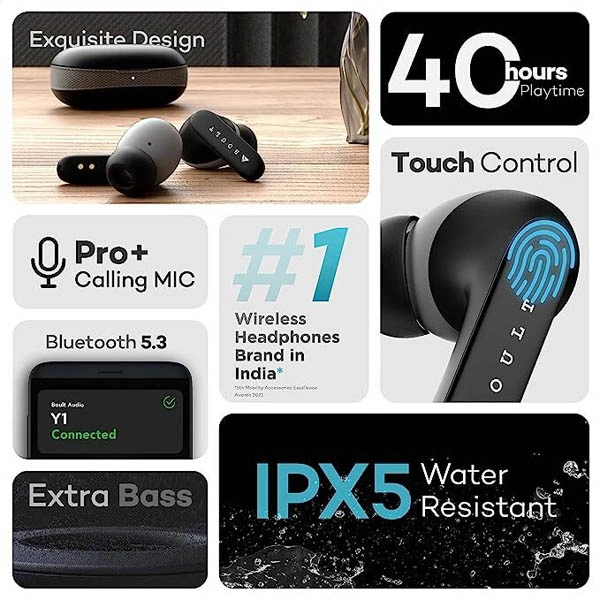 Boult Audio Z20 TWS Earbuds with 40H Playtime - Black - Black