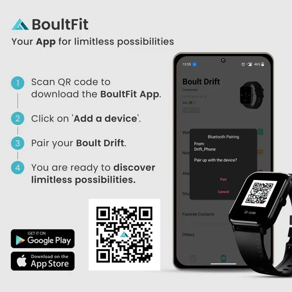 Boult Audio Boult Drift BT Calling 1.69" HD Display Smartwatch - Green - Green