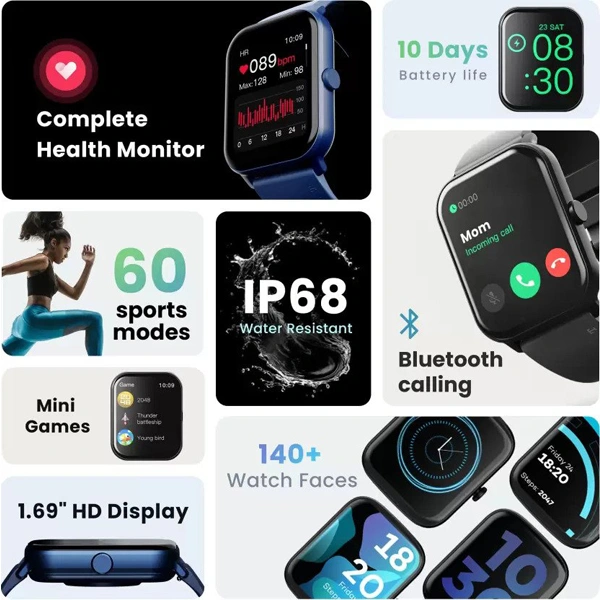 Boult Audio Boult Drift BT Calling 1.69" HD Display Smartwatch - Green - Green