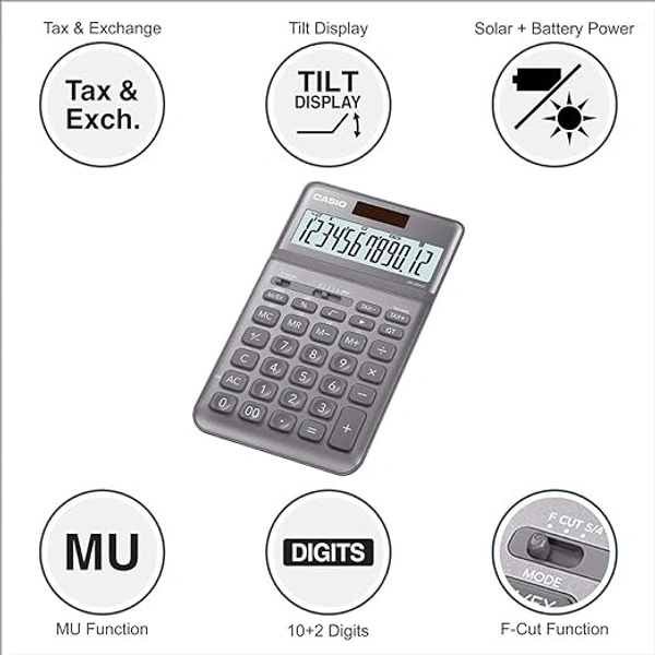 Casio JW-200SC-GY Premium & Stylish Calculator - Black