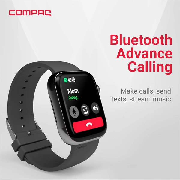 Compaq Q Watch Dimension Series with 1.81" HD Display Smartwatch - Black - Black