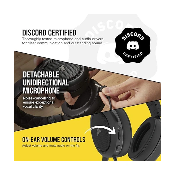 Corsair Hs50 Pro Wired On Ear Headphones with Mic - Black