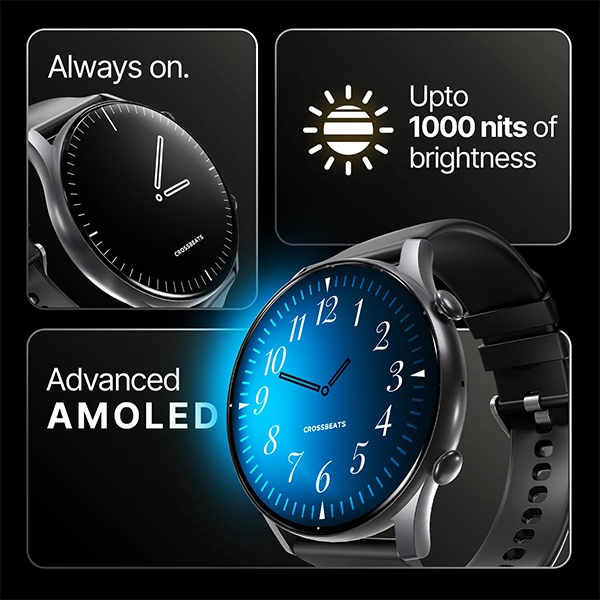 Crossbeats CrossBeats Apex Regal 1.43" Super AMOLED Always On Display Smart Watch - Brown - Brown