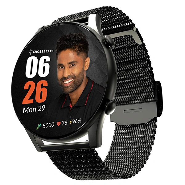 Crossbeats CrossBeats Apex Regal 1.43" Super AMOLED Always On Display Smart Watch - Black Steel - Black Steel