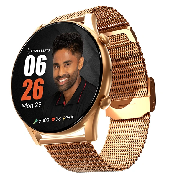 Crossbeats CrossBeats Apex Regal 1.43" Super AMOLED Always On Display Smart Watch - Gold Steel - Gold Steel