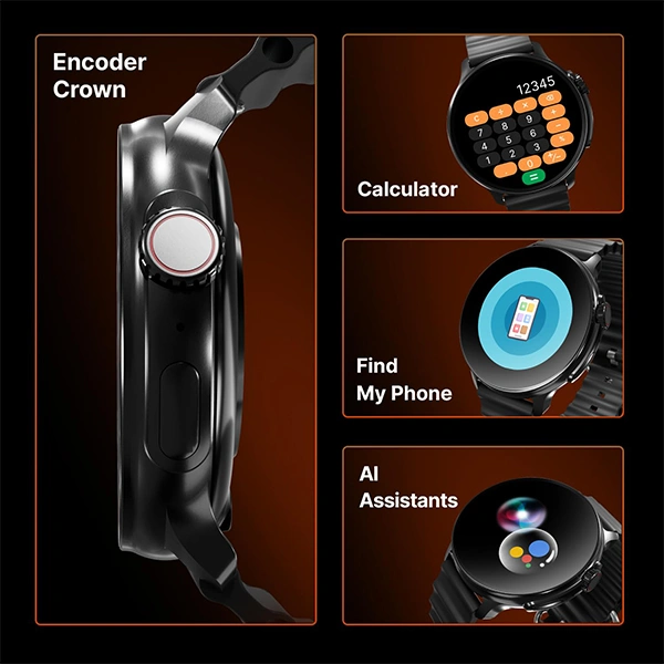Crossbeats CrossBeats Aura Round 1.46" Super AMOLED Smart Watch - Silver Steel - Silver Steel