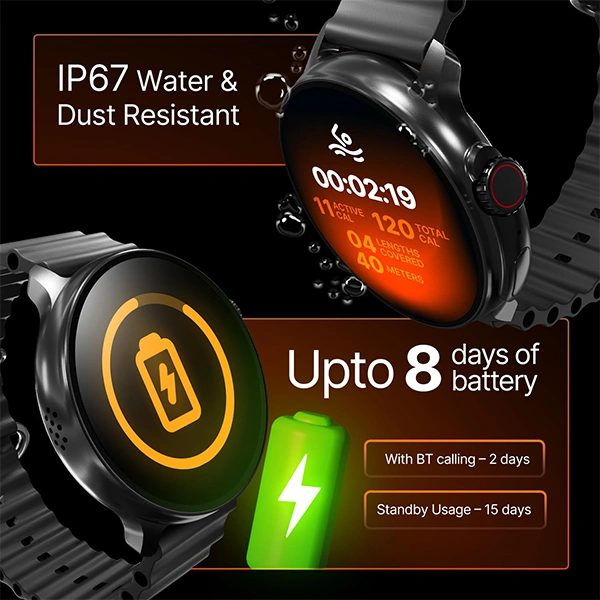 Crossbeats CrossBeats Aura Round 1.46" Super AMOLED Smart Watch - Silver Steel - Silver Steel