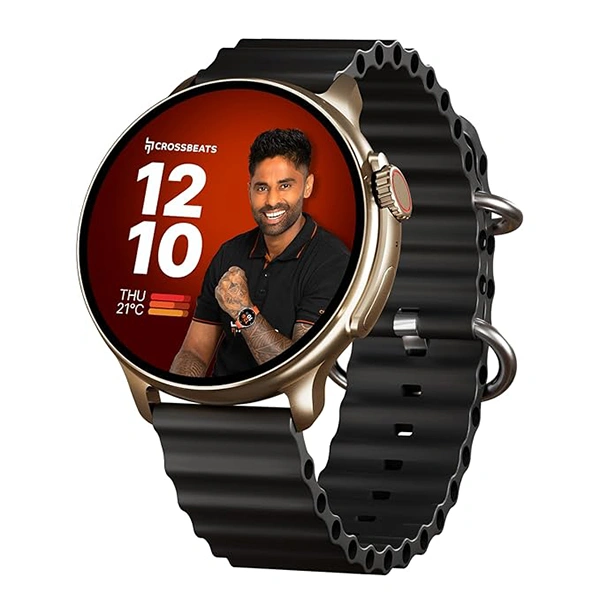 Crossbeats CrossBeats Aura Round 1.46" Super AMOLED Smart Watch - Gold Black - Gold Black