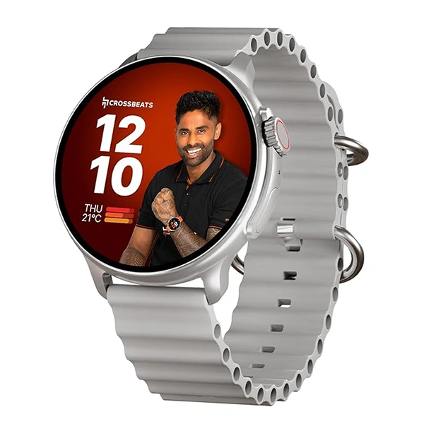 Crossbeats CrossBeats Aura Round 1.46" Super AMOLED Smart Watch - Silver - Silver