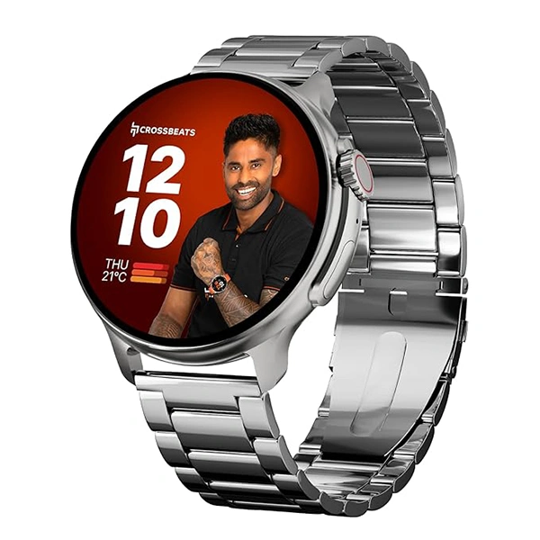 Crossbeats CrossBeats Aura Round 1.46" Super AMOLED Smart Watch - Silver Steel - Silver Steel
