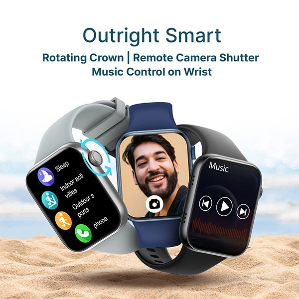 Crossbeats CrossBeats Hustl Smartwatch With Dual Speaker Bluetooth BT Calling - Blue - Blue