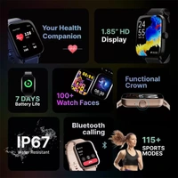 Cultsport Beats 1.85" HD Screen Bluetooth Calling Smartwatch - Black - Black