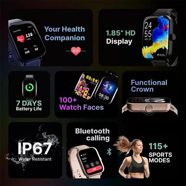 Cultsport Beats 1.85" HD Screen Bluetooth Calling Smartwatch - Black - Black