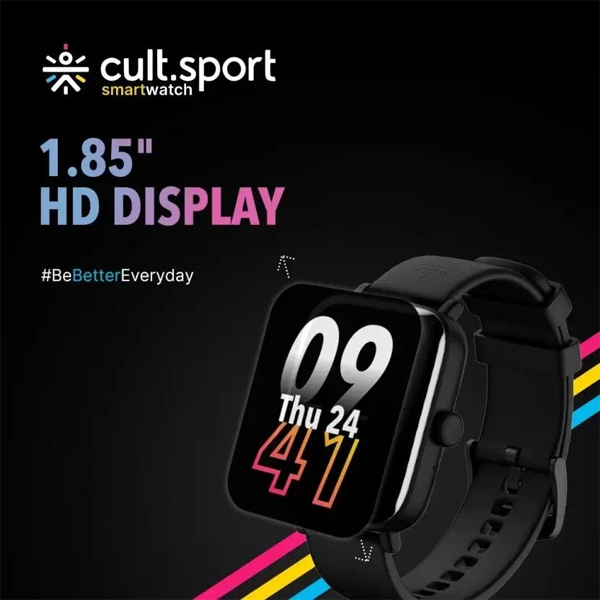 Cultsport Beats 1.85" HD Screen Bluetooth Calling Smartwatch - Black - Black